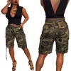 Damen Shorts Gotoola 2023 Retro Hong Kong Style Prominente Damenbekleidung Camouflage Kordelzug Multi-Pocket Cargohose (Außer
