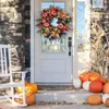 Flores decorativas Guirnalda artificial de peonías y calabazas de otoño Coronas de otoño para la puerta principal Decoración de la granja del hogar de Acción de Gracias durante todo el año