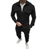 Herrspårar Fashion Mens Jacket Pants Suit Suede Male Slim Fit 2 Piece Set Men Warm Leisure