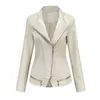 Veste simili cuir femme manteau Moto Slim pour vert rouge Beige Moto motard fermeture éclair printemps automne noir 3XS XXS XS