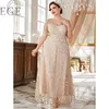 Plus Size Dresses 4XL5XL Embroidered Lace Chiffon Dress Apricot Banquet Party Wedding V Neck Short Sleeves Maxi