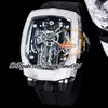 Bugatti Chiron Tourbillon Autoamtic Mens Watch 16 Cylinder Engine Skeleton Dial Iced Out Diamonds Inlay Case Red Markers Rubber Band TrustyTime001Watches