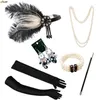 Articoli per feste Anni '20 Donna Vintage Flapper Gatsby Costume cosplay Accessori Set Fascia per capelli Collana di perle Guanti Bocchino Orecchino