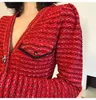 Повседневные платья Женская шерсть из двух частей Красное платье клетку топ-одножирная юбка Корейский стиль Элегантный ретро Вестидос