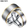 Avec pierres latérales SHQIYAYI Couple bijoux de mode bague en acier inoxydable pour hommes femmes Cocktail fête promesse anneaux Couples cadeau 011