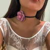 Pendentif Colliers Collier fantaisie avec strass fleur ras du cou grand cou corde chaîne femme réglable à lacets rose rose bijoux