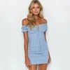 Casual Dresses Sexy Wrapped Hip Skirt Small Fresh Sweet Off Shoulder Fragmented Flower Lace Up Waist Dress Summer Women Wear