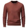 Men's Sweaters Men Plaid Winter Warm Brick Red Sweater Homme Pullover Bottoming Male Simple Casual O Neck Slim Fit Daily Clothing