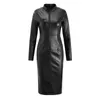 Casual Dresses Women Elegant High Waist Ladies Pu Leather Pencil Dress Top Quality Black Bodycon Party Holiday