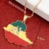 Hanger Kettingen Trendy Ethiopische Vlag Leeuw Kaart Ketting Voor Vrouwen Mannen Goud Kleur Zilveren Ketting Sieraden