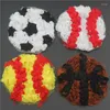 Hair Accessories 10pcs 2.5" Chiffon Rose Sports Baseball Softball Soccer Basketball Patches For Children Headband Clothes Sewing