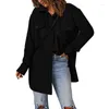 Damesjassen Herfst Effen Kleur Revers Single Breasted Double Oversize Jean Jacket Dames Dames Stand Kraag Schattig