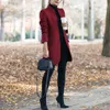 Trench-Coat Long pour femmes, manches à revers, couleur unie, Slim, vêtement d'extérieur, automne-hiver, bureau, 230421