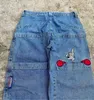 Mäns jeans kvinnors jeans streetwear jnco jeans kvinnor harajuku hip hop big fockna blå vintage baggy jeans nya gotiska hög midja bred benbyxor t231121