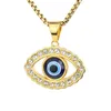 Pendentif Colliers Ovale Chanceux Oeil Collier Charme Femmes De Mode Zircon Incrusté Accessoires Parti Cadeau Bijoux En Gros