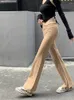 Calças femininas elásticas apertadas casuais retas pretas micro flare outono cintura alta slim fit perna larga chifre