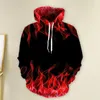 Sweats à capuche pour hommes Hommes Automne Hiver Sweat à capuche Couleur Assortie 3D Flamme Imprimer Hip Hop Unisexe Sweat-shirt Lâche À Capuche Épais Chaud Couple Halloween