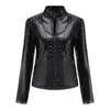 Women's Leather Women Fashion Stand Stand Collar Female Slim Motorcycle Jackets