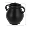 Vases Classic Black Ceramic Tabletop Vase With Ribbed Finish