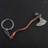 Keychains Personality Viking Style Key Chain For Women Men Axe Shape Special Pattern Cool Jewelry Zinc Alloy Provide Drop