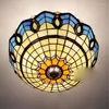 Pendant Lamps Mediterranean Tiffany Ceiling Lamp Stained Glass Kitchen Living Room Bedroom Lights3067