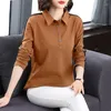 Polos pour femmes M-5XL Polos pour femmes Printemps Automne Manches longues Col rabattu Solide Lâche Grande Taille Femme Tops Tees Vêtements pour dames