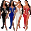 Robes décontractées Zoctuo Mode Diamants Mesh Club Night Party Slim Robe Slit Perceuse Sexy Sling Sheer Longue Robe Femmes Tenues