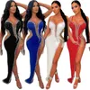 فساتين غير رسمية Zoctuo Fashion Diamonds Mesh Club Night Party Slim Robe Slit Slit Sexy Sling Shier Long Dress Outfits Outfits