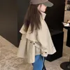 Palto Bahar Sonbahar Kawaii Tatlı Katı Kızlar Trench Stand Boyun Uzun Kollu Moda Çocuk Giysileri Şık Dış Giyim Sevimli Çocuk Tops