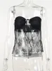 レディースTシャツChronstyle Lace Bustiers Corsetsストラップレスオフショルダーチューブトップパーティークラブウェアメッシュシースルータンクサマーミニベスト230420