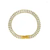 Bracelets de charme Mode Bijoux imperméables en acier inoxydable Zircon Chaîne Glacée Baguette Tennis Bracelet pour Femmes Filles