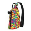 Duffel Bags Abstract Colorful Geometric Grid Multicolored Shapes Shoulder Chest Cross Bag Diagonally Casual Messenger
