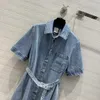 23SS Women Designer Ubranie Letnie sukienki Sukienka Kobieta w stylu Vintage Water Dżinsowa koszula krótkie rękawe