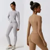 Set attivi Set da yoga sportivo a maniche lunghe con cerniera da donna Set da yoga traspirante a due pezzi Abbigliamento sportivo traspirante Abbigliamento da allenamento per palestra fitness