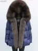 Женская меховая куртка из искусственного меха, новая модная верхняя одежда, куртка-пуховик 2023, женское пальто, куртка на белом утином пуху с большим воротником из натурального серебряного меха с капюшономL231121