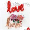 Party Decoration 46X62Cm Rose Balloons Marriage Birthday Foil Red Pink Flower Mother Gift Globoes Za5985 Drop Delivery Home Dh9Fd