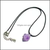 Ожерелья с подвесками из натурального камня аметиста неправильной формы, подвески Рейки, Исцеляющая чакра, кристаллическое ожерелье для женщин, ювелирные изделия, Прямая поставка P Dho3Q