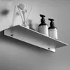 Bathroom Shelves Silver Kitchen Storage Shelf Aluminum Wall Hanging Bathroom Mirror Front Storage Tray Makeup Table Shower Room Organizer Rack 230421