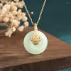 Colares de pingente China estilo design vintage colar cobre banhado a ouro hetian jade xiaofu marca sorte cinco imperadores moeda mulheres