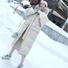 Trench da donna 2023 con cappuccio lungo al ginocchio donne giacche per giacche invernali antivento caldo spesso Winterjas top collo di pelliccia femminile