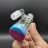 Acessórios para cachimbo de água de vidro de 90 ° 14 mm com 10 ML colorido recipiente de silicone Reclaimer 90 graus masculino feminino Ashcatcher para Bong Dab Rig Quartz Banger