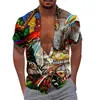 Chemises décontractées pour hommes Parrot Print 3d Digital Loose Short Sleeve Shirt Pack Men T Unisex One Body