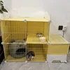 Portadores de gatos moderna malha de ferro villa casa gaiolas internas grande espaço livre cerca com caixa de areia de banheiro