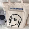 Aufbewahrungsbeutel Große Kapazität Frauen Canvas Tasche Tote Strichmännchen Bedruckte Schulter Handtasche Eco Stoff Stoff Einkaufen Für Mädchen Shopper