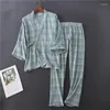 Men's Sleepwear Spring Autumn Pijamas Men Casual Plaid Pajama Sets Male Cotton Suit Couples Matching Plus Size