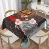 Table Cloth Merry Christmas Red Winter Square Tablecloth Happy Year Cover Decorative For Dining Room Wedding Holiday 54X54 Inch