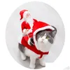 Cão vestuário natal animal de estimação cão vestuário gato trajes engraçado papai noel traje para gatos novidade roupas pug roupas drop entrega home dhf1o