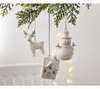 Christmas Decorations Nordic Ceramic Mini Snowy House Pendant Decoration Crafts Hollow Scene Layout Party 231120