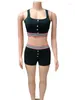 Dames Trainingspakken Zomer Spandex Sport Informeel Sexy Kort Vest Mouwloos Blootgestelde navel Shorts Pak Verzonken Streep Tube Top 2-delig