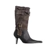 Klänningskor 2023 Vintage Pointed Belt Buckle Western Cowboy Boot Women S Fashion Metal Chain Löstagbara Två slitverktyg Stövlar 35 39 231121